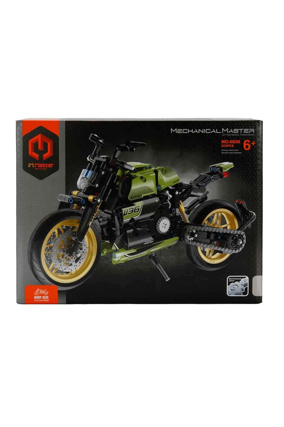 مجموعه مونتاژ موتورسیکلت Im. Master Green – مدل فنی ۵۷۲ قطعه‌ای با کمک‌فنرهای عملکردی