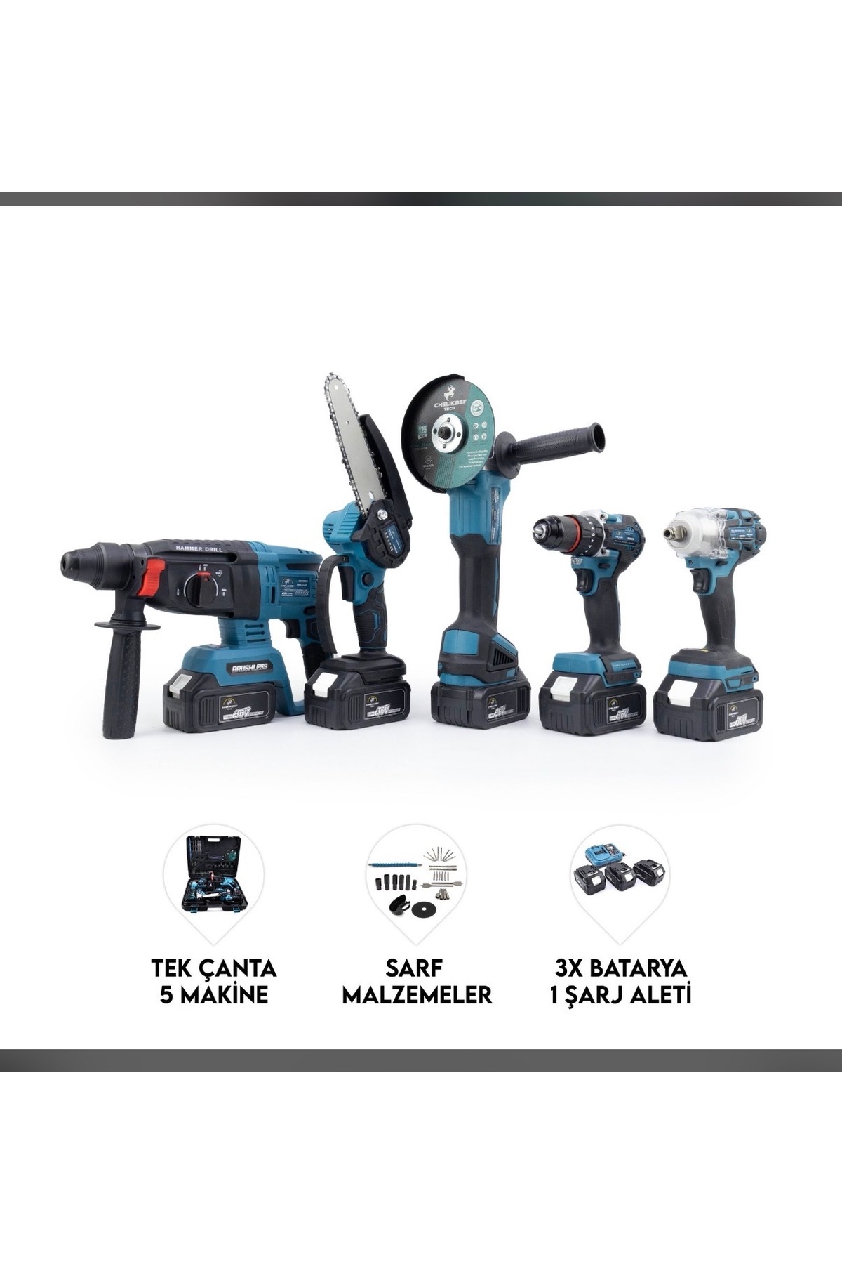 ホームズ様 BOX3点セット LUNAX CHELİKBEİ 21V 5'li Akülü Set | Taşlama – Hilti – Testere
