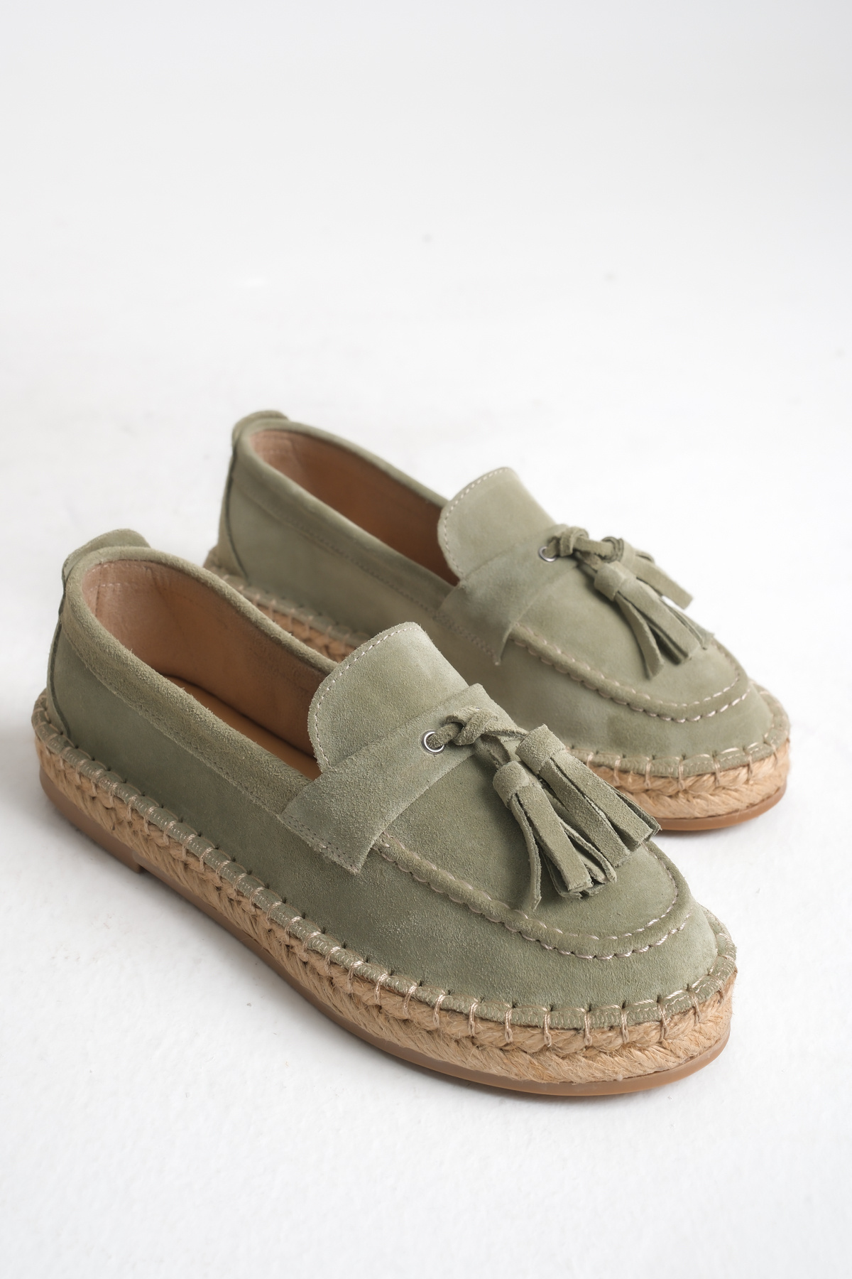 STARK SHOES Kadın Hakiki Deri Süet Ponponlu Espadril