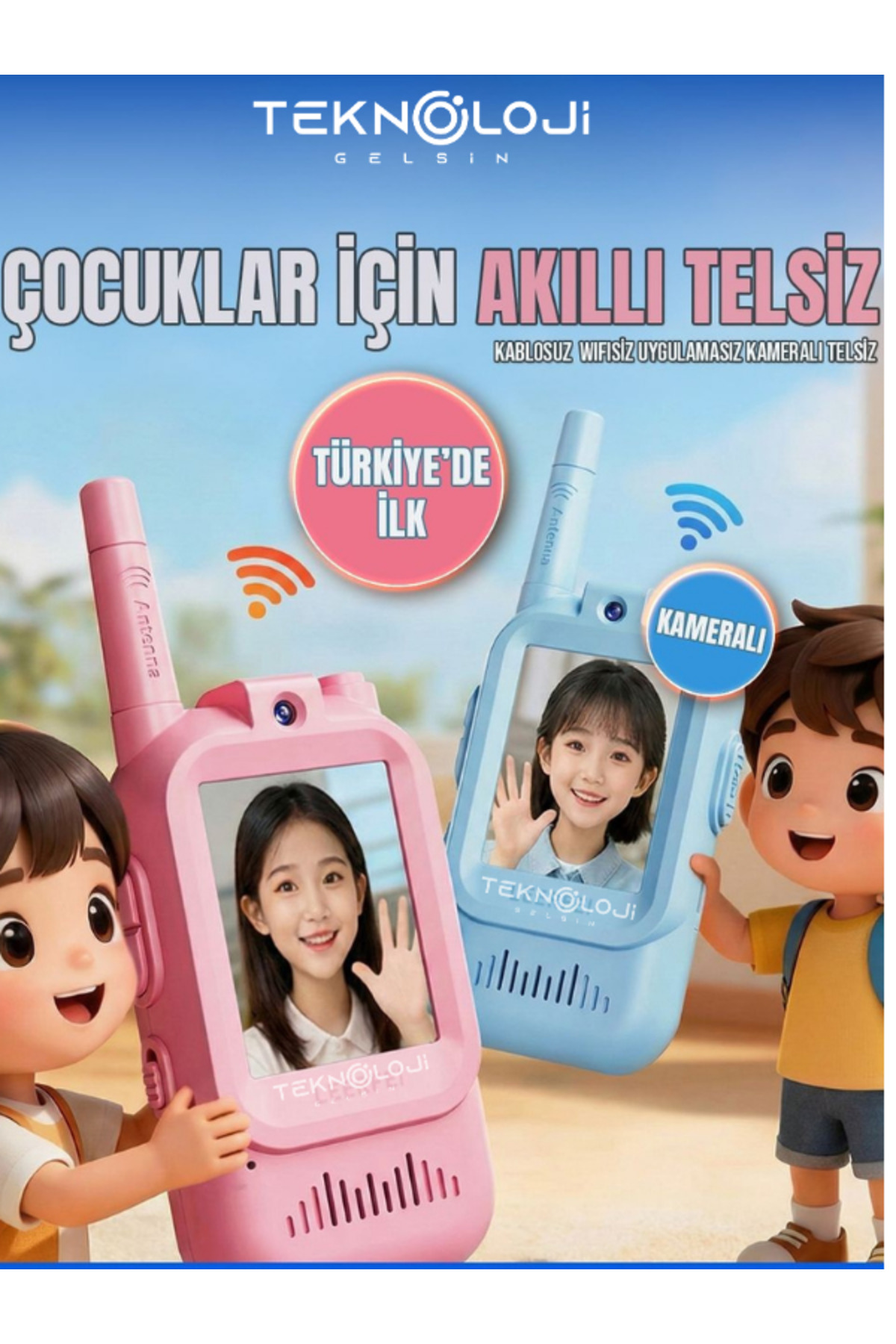 Yellowtech Akıllı Çocuk Telsizi Seti | Görüntülü Ekranlı, Karşılıklı Konuşma, 2 Adet Oyuncak Walkie Talkie fotoğrafı 4 (önizleme)