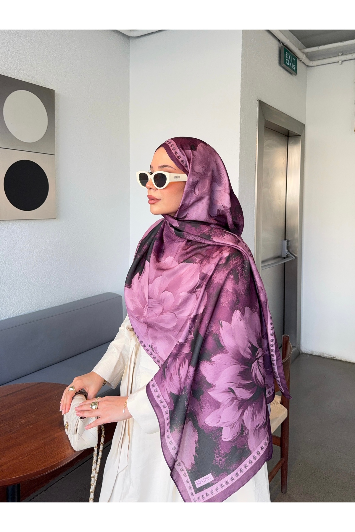 Mira İpek  Desenli Pamuk Soft Şal Marline Serisi ps179 - Görsel 5