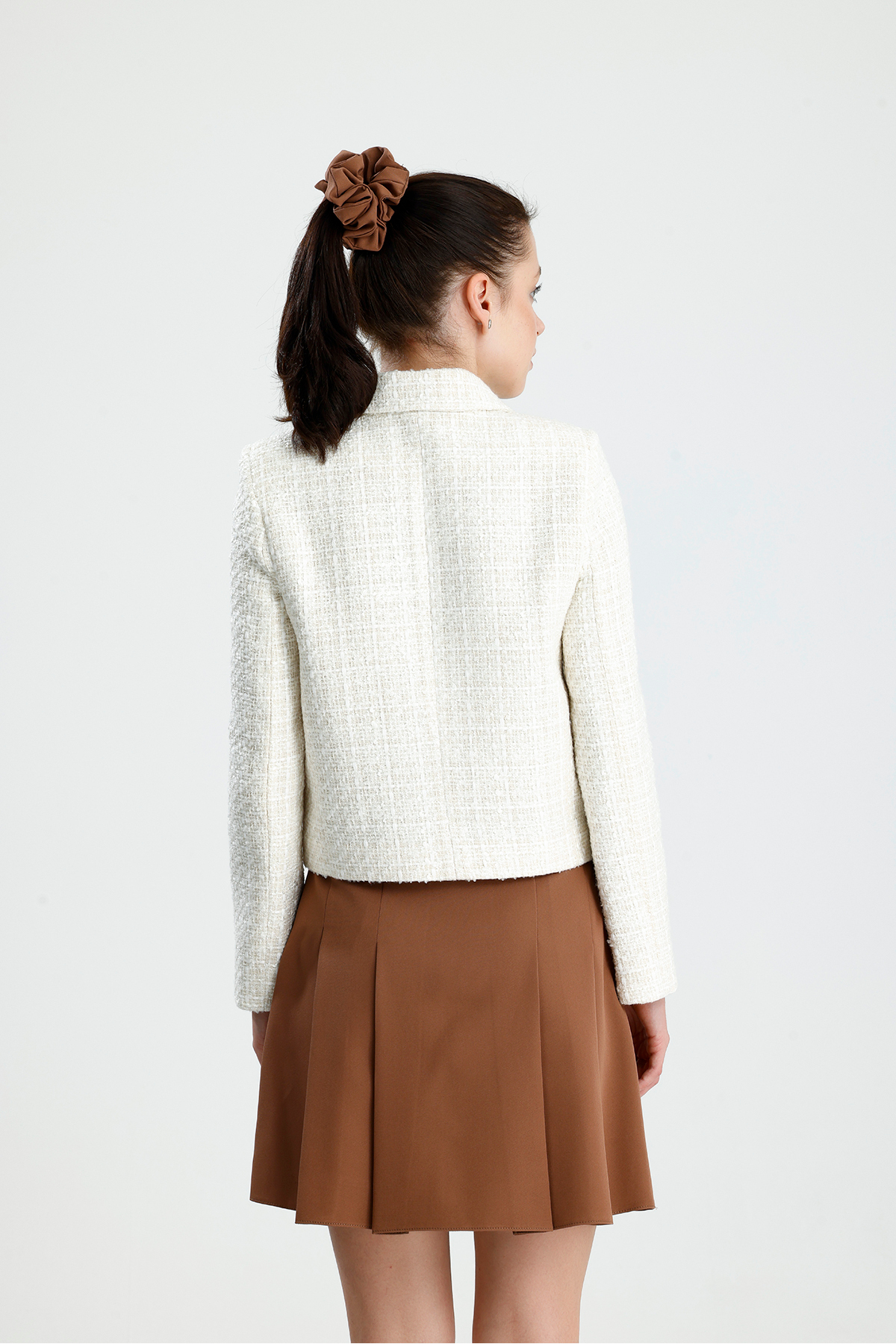 ONE WEAR  Kadın Dore Düğmeli Blazer Tüvit Ceket - Görsel 4