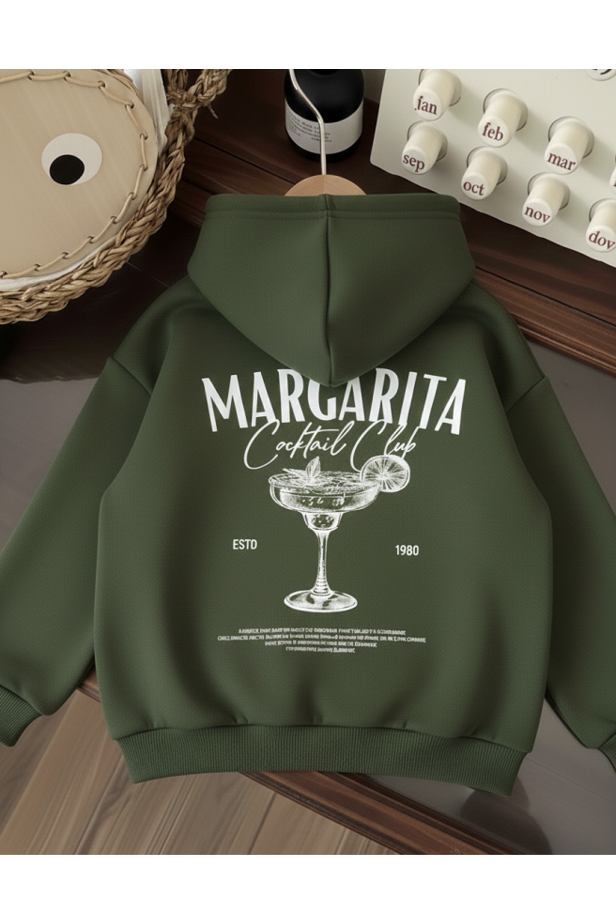 Mayer Butik  Unisex Erkek/Kadın Margarita Cocktail Baskılı Unisex Oversize Kapüşonlu Sweatshirt