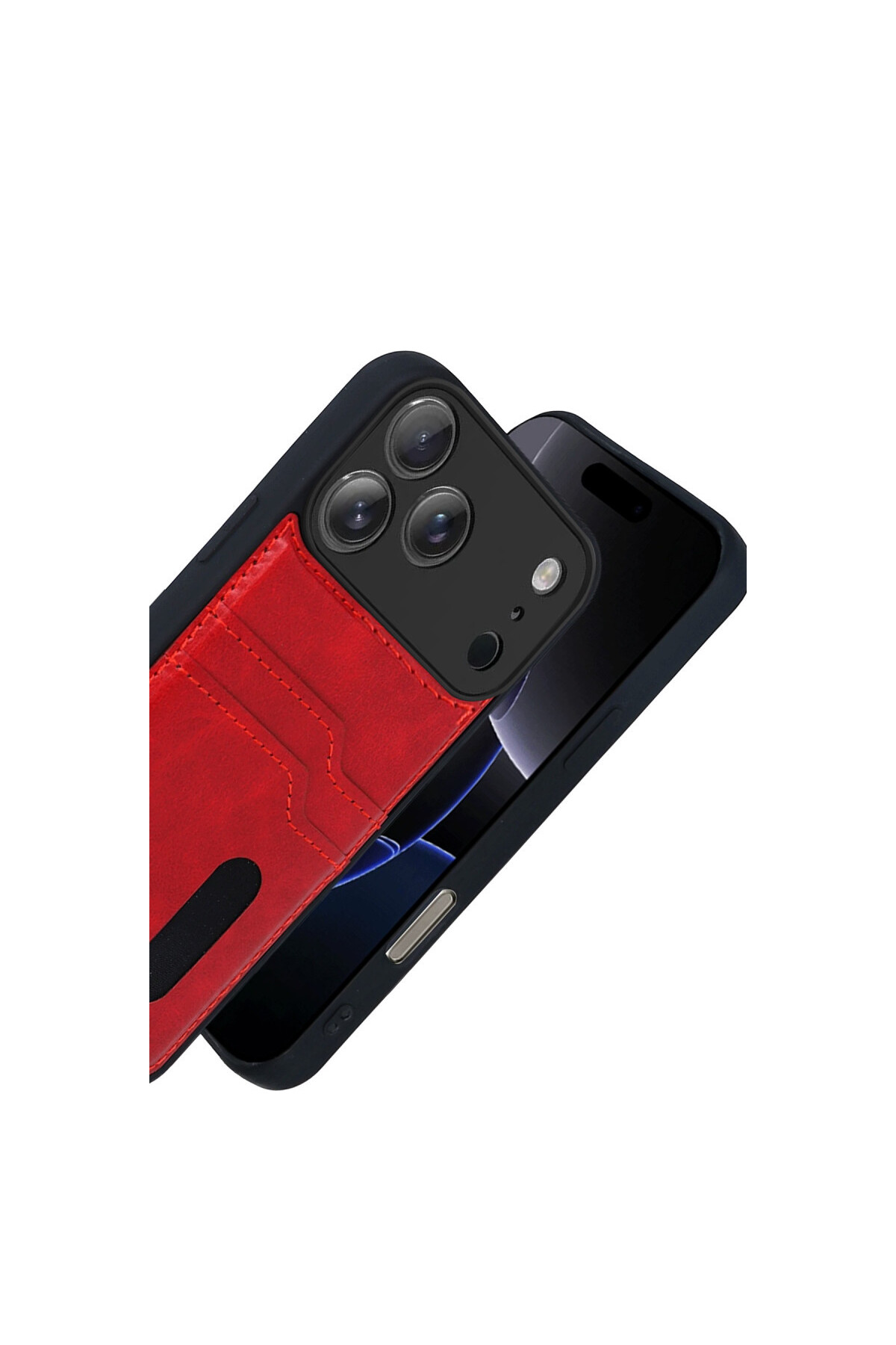 Apple iPhone 17 Pro İçin Uyumlu Kılıf Kart Bölmeli Deri Tasarımlı Kılıf