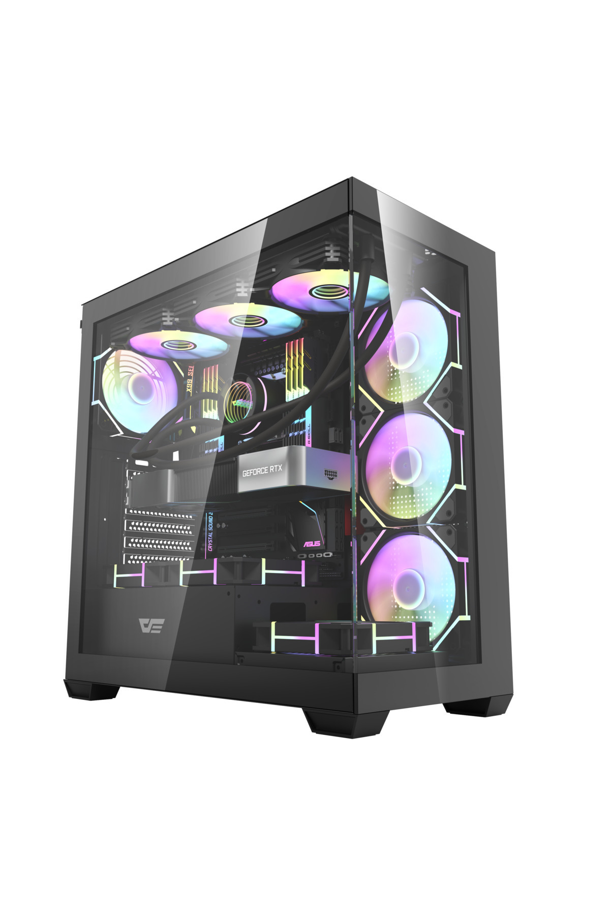 Aigo / DarkFlash DS900 750W 80+ USB3.0 4x12CM FAN TEMPERLI CAM SIYAH ATX OYUNCU KASASI