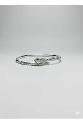 Zenska Jewelry Özel Seri Zirkon Taşlı Gümüş Yılan Figürlü Bileklik