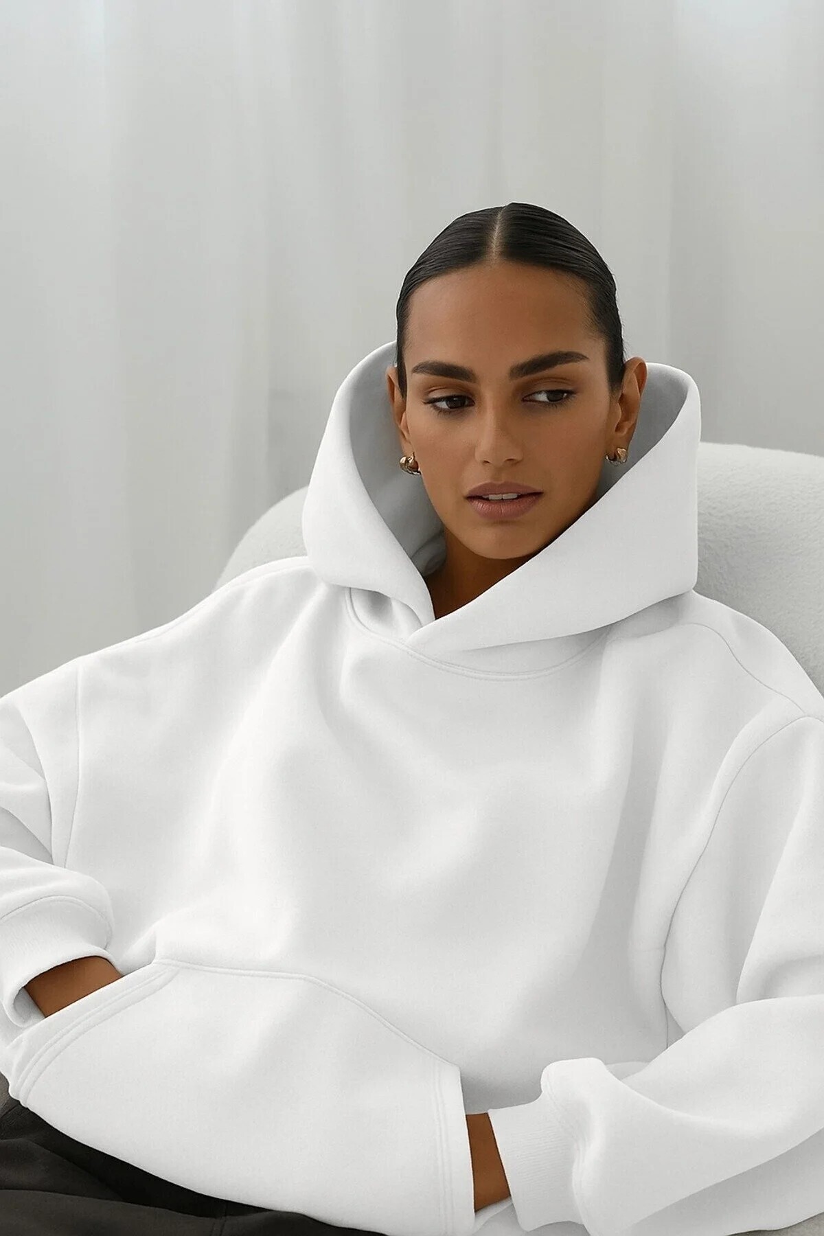 oneagılyazı Жіночий оверсайз-светр з капюшоном – з капюшоном, 3-нитковий фліс...