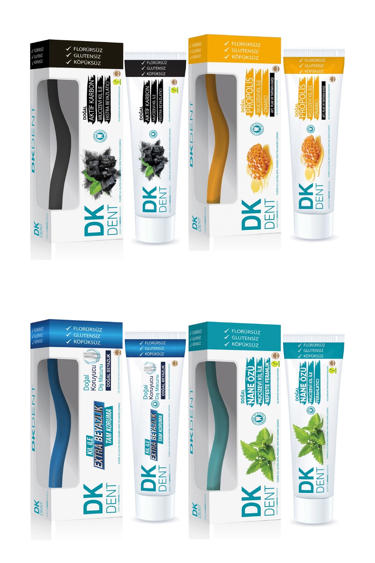 Dermokil Dk Dent Klasik-Nane-Propolis-Aktif Karbon Florürsüz Diş
