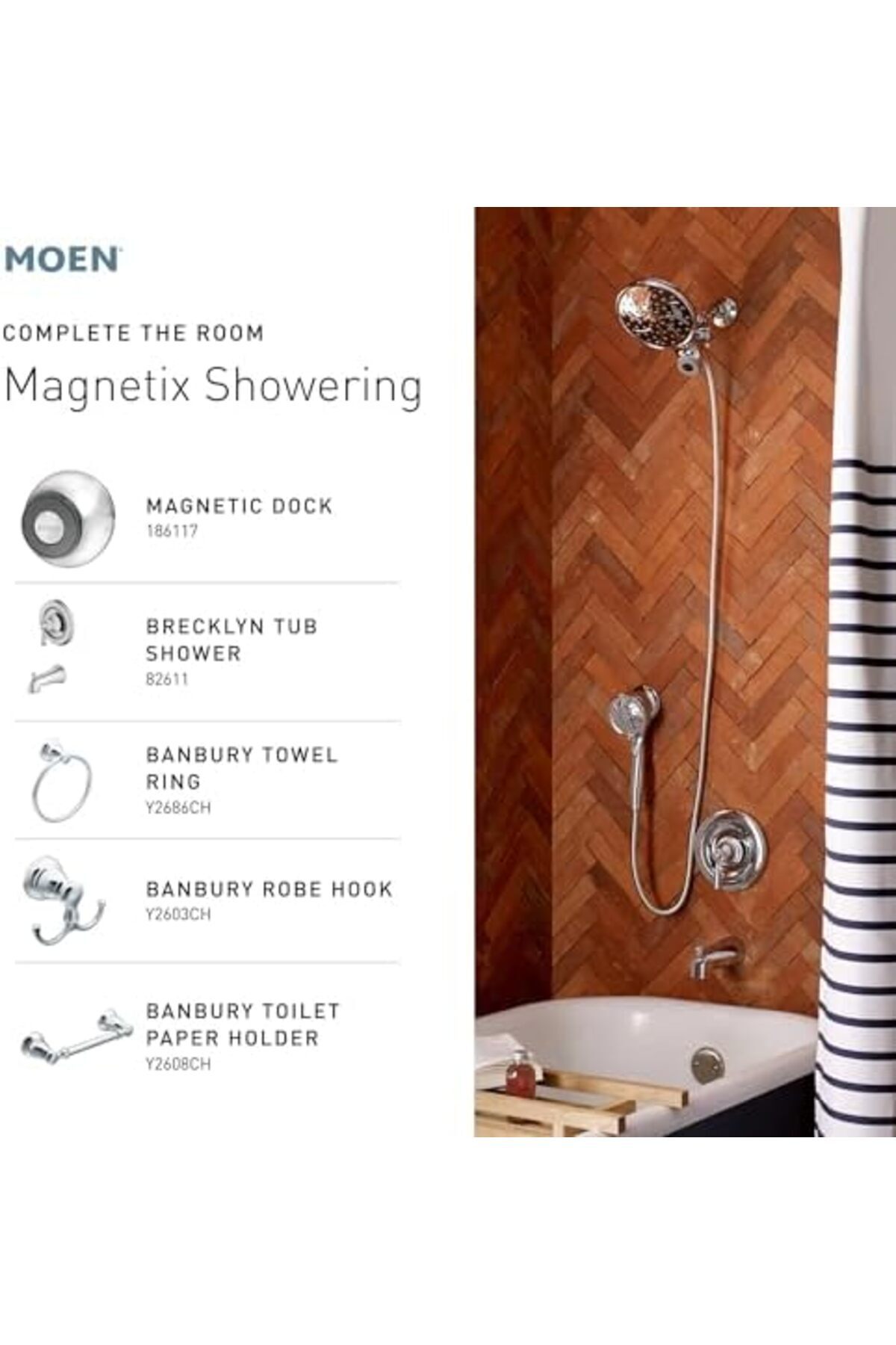 BRF BFSX Engage Magnetix Krom 2.5 GPM Elde Taşınabilir/Yağmur Duş Başlığı Manyetik Yerleştirme Sistemine