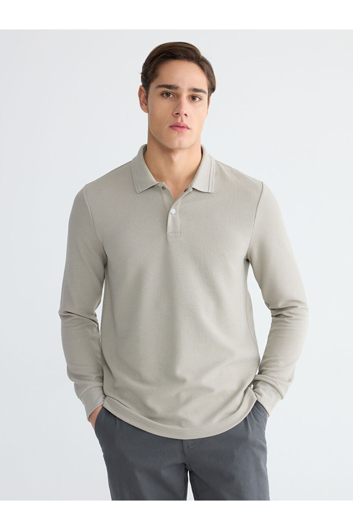 LC Waikiki Lcwaikiki Classicbeige Polo Neck Men's Sweatshirt