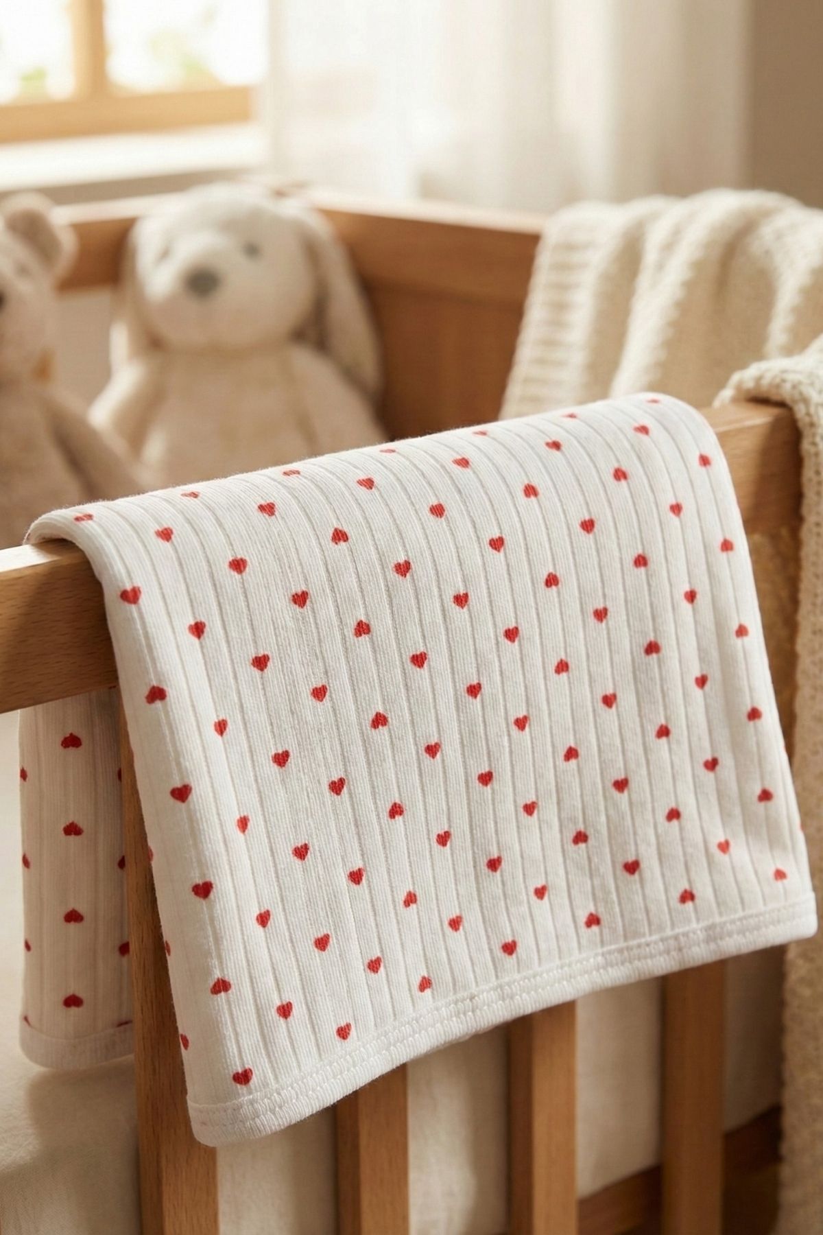 100% Organic Cotton Baby Blanket with Red Heart