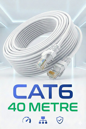 Reyonex 40 Metre Beyaz CAT6 Ethernet Patch Kablo - Yüksek Hızlı Gigabit İnter...