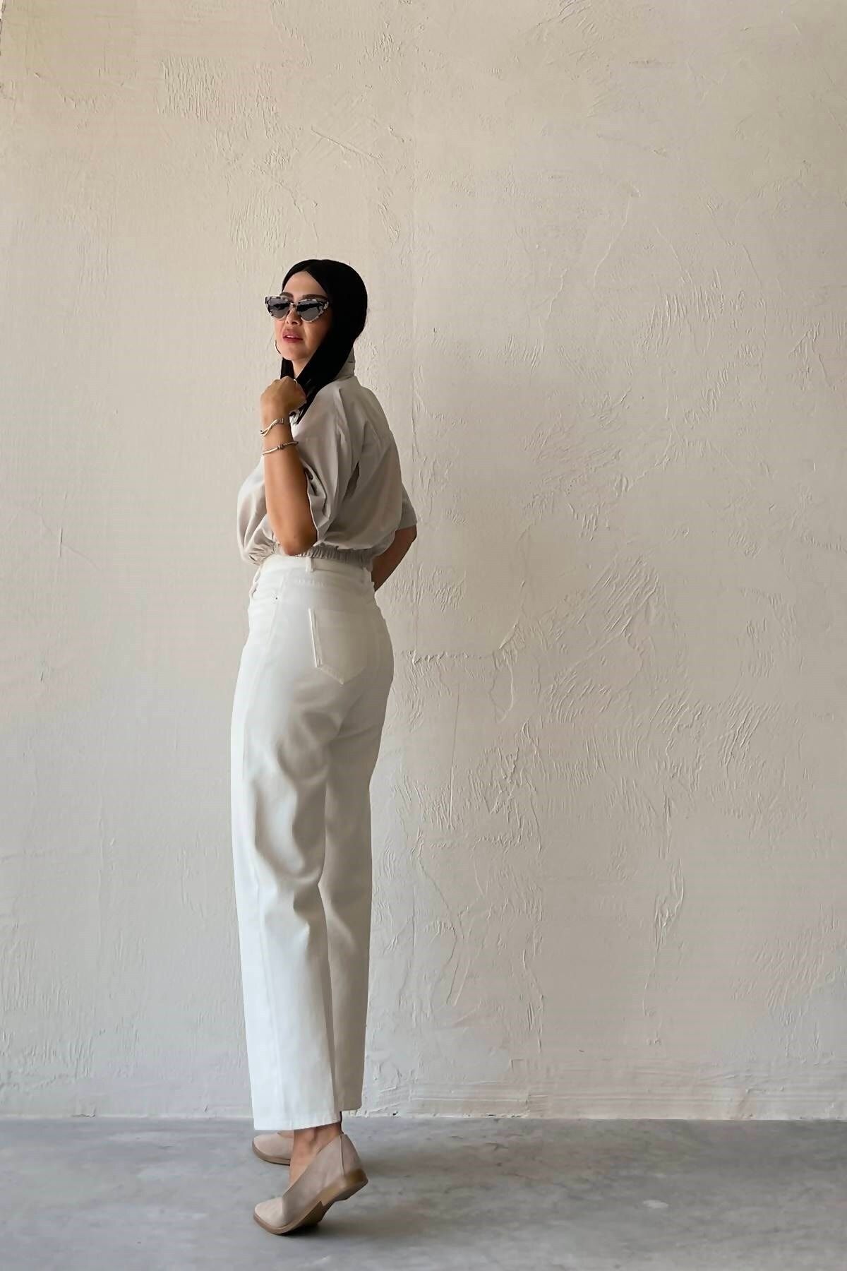 JAXEN  NS-88395 Kadın Ekru Jean - Görsel 4