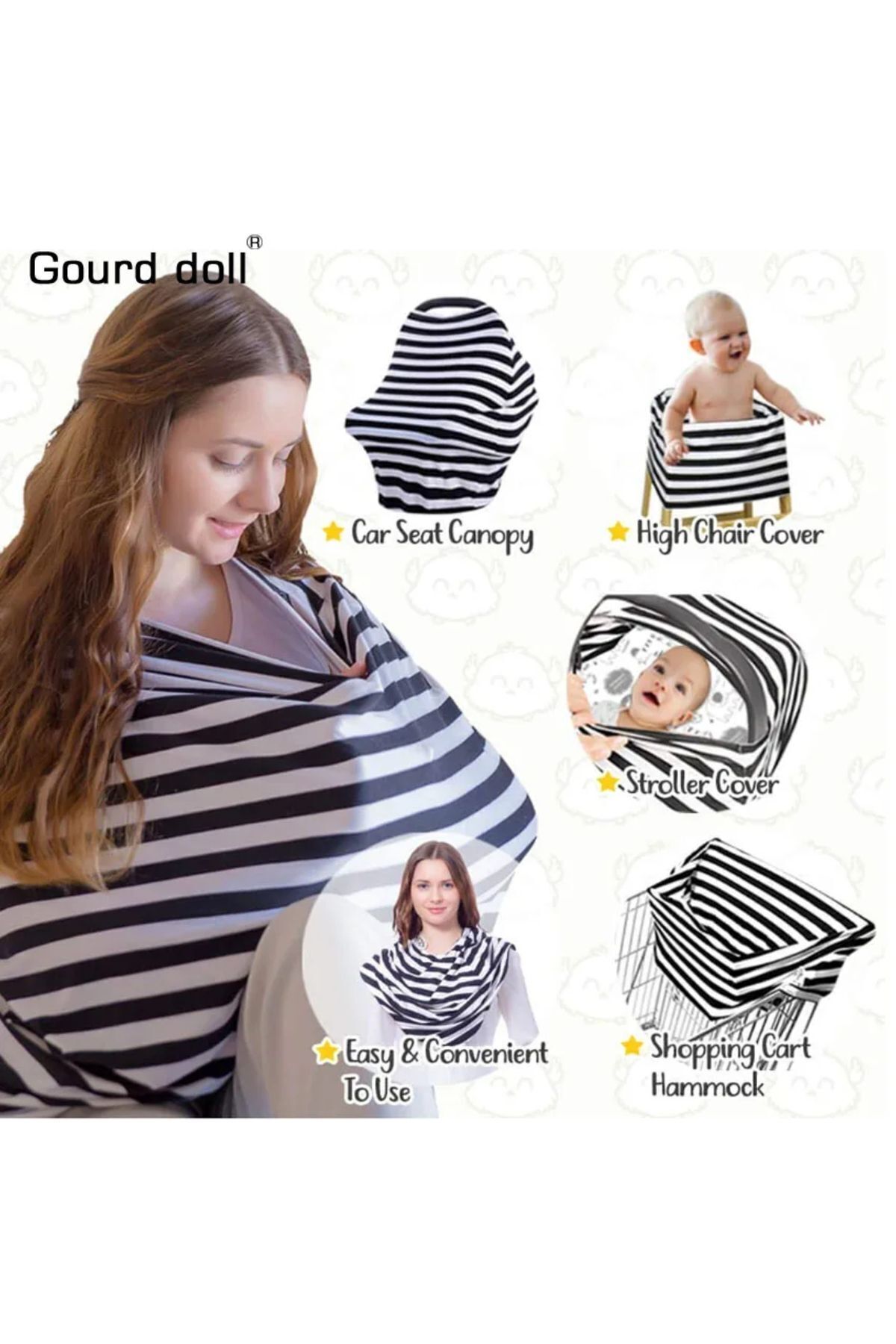 HALZEY Çok Amaçlı Emzirme örtüsü, Puset Örtüsü, Bebek arabası Örtüsü fotoğrafı 5 (önizleme)