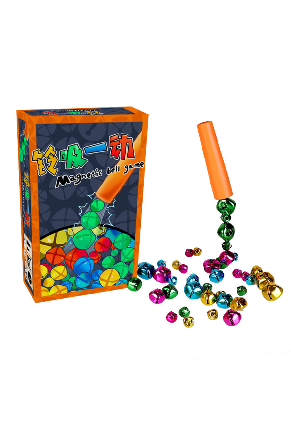 بازی مغناطیسی خاکستری روشن با عصای مغناطیسی و زنگوله‌های رنگارنگ، تعامل والدین و کودکان را توسعه می‌دهد.