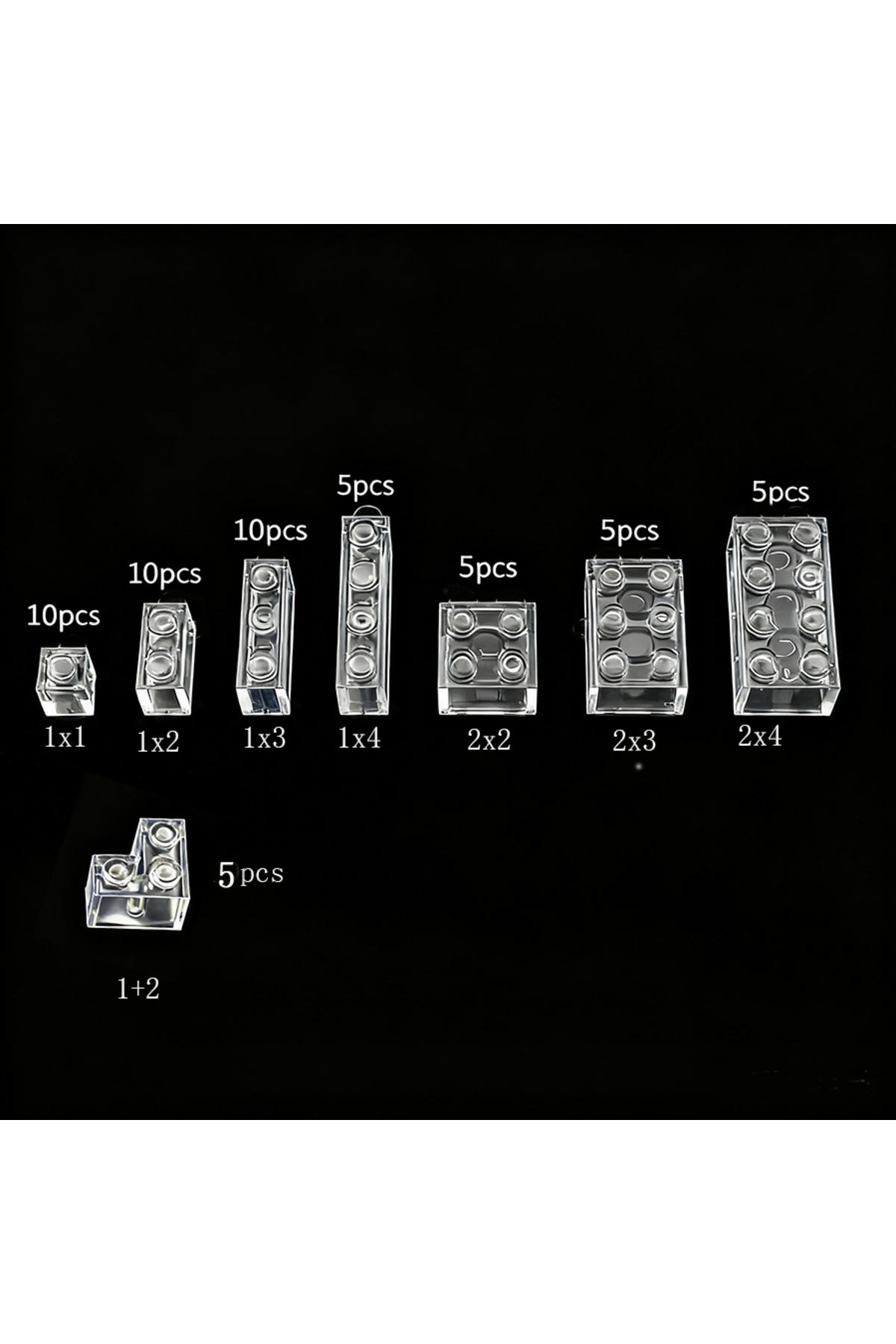 ۵۵ عدد آجر شفاف کوچک با قطعات مخلوط، مدل کلاسیک، قطعات عمده برای ساخت