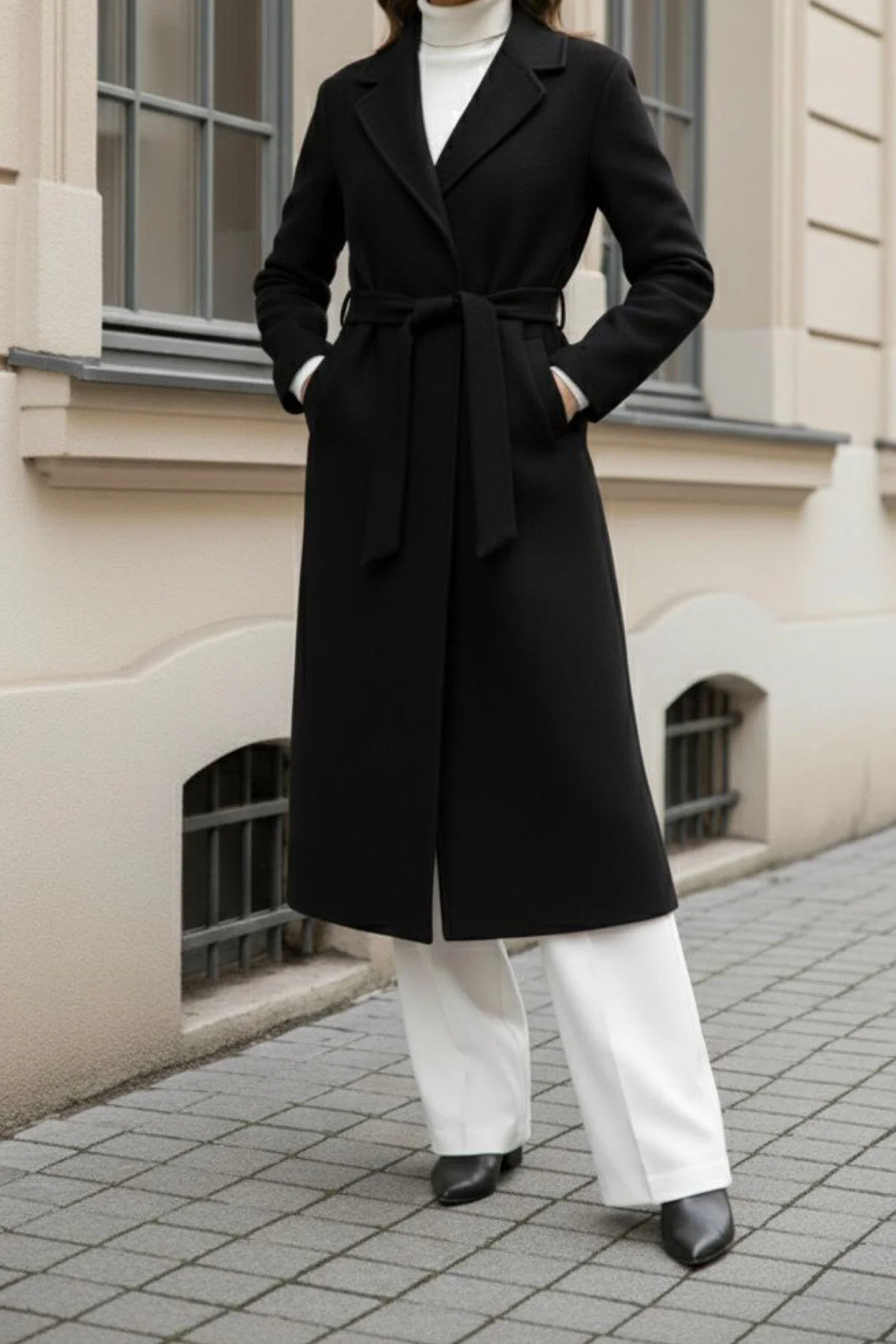 Modayıldızlar  Morena Astarlı Cepli Kuşaklı Ithal Yüksek Kalite Kaşe Kaban(Morena Rose) - Görsel 4