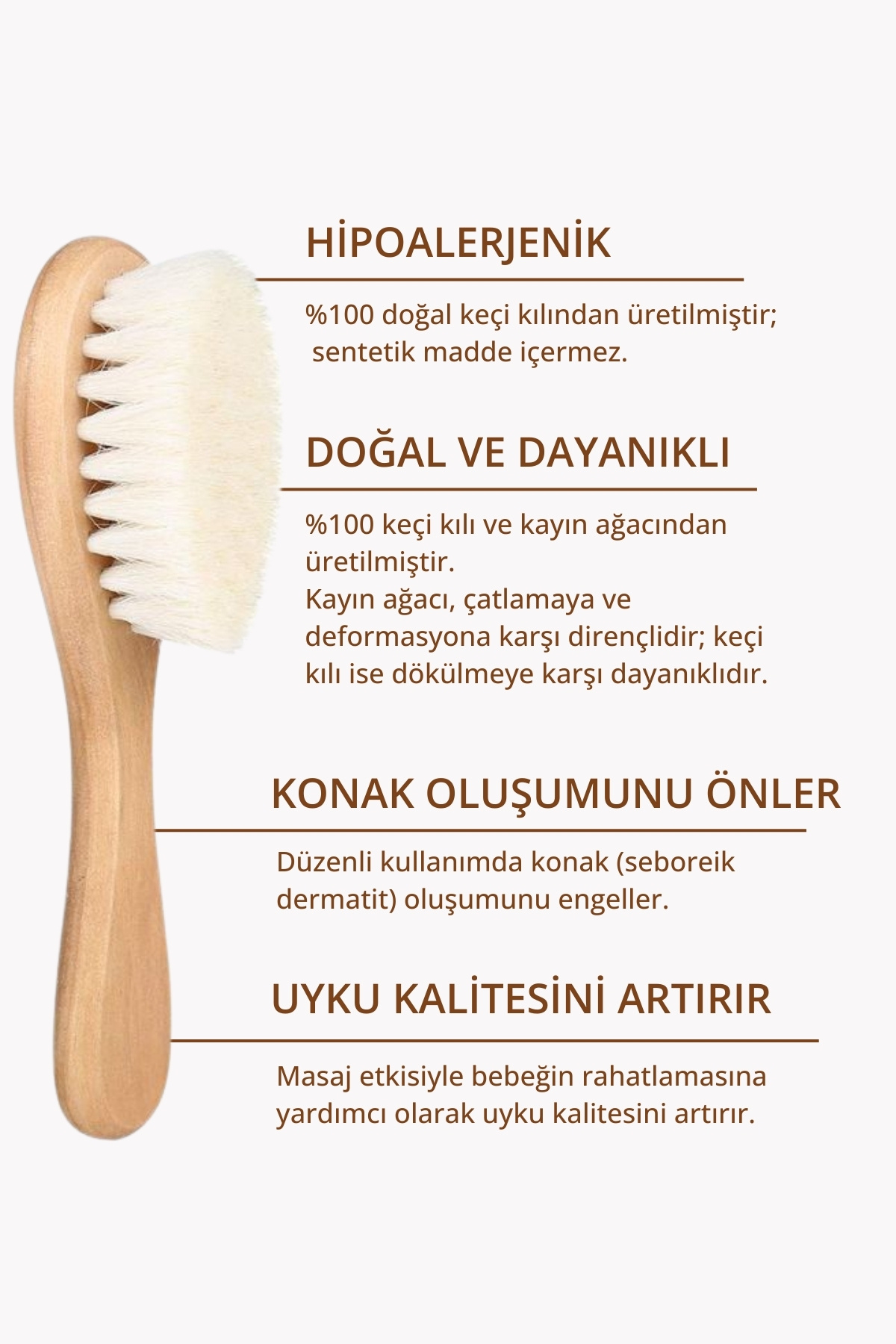 Nami Baby Keçi Kılı Bebek Saç Fırçası Seti - Keçi Kılı Fırça ve Silikon Diş Kaşıyıcı Set- Bebek Bakım Seti fotoğrafı 4 (önizleme)