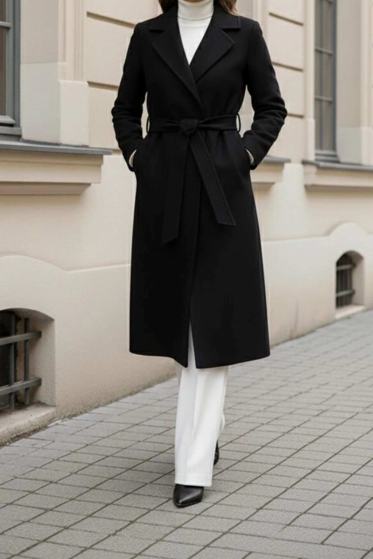 Modayıldızlar  Morena Astarlı Cepli Kuşaklı Ithal Yüksek Kalite Kaşe Kaban(Morena Rose) - Görsel 5