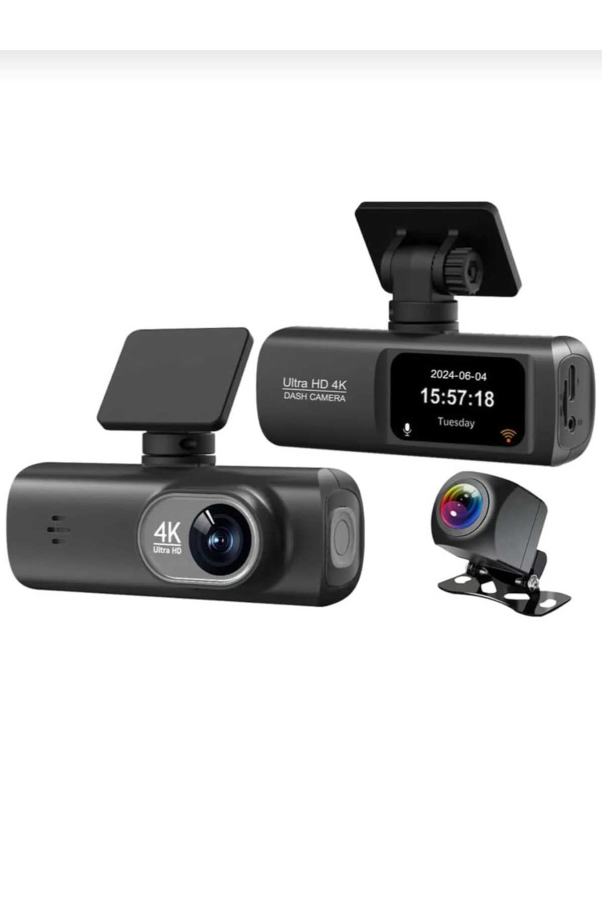 alpotekno 4K Ultra HD Çift Kameralı Araç Kamerası | Gece Görüş + WiFi + G Sensörü + Park Modülü -tk01