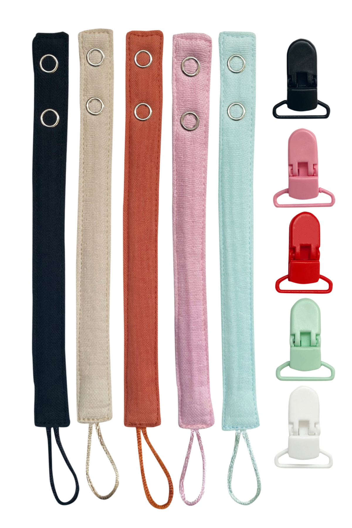 Joyous Mom Kids 5'li Yıkanabilir Renkli Emzik Askısı-emzik Zinciri %100 Pamuk fotoğrafı 2 (önizleme)