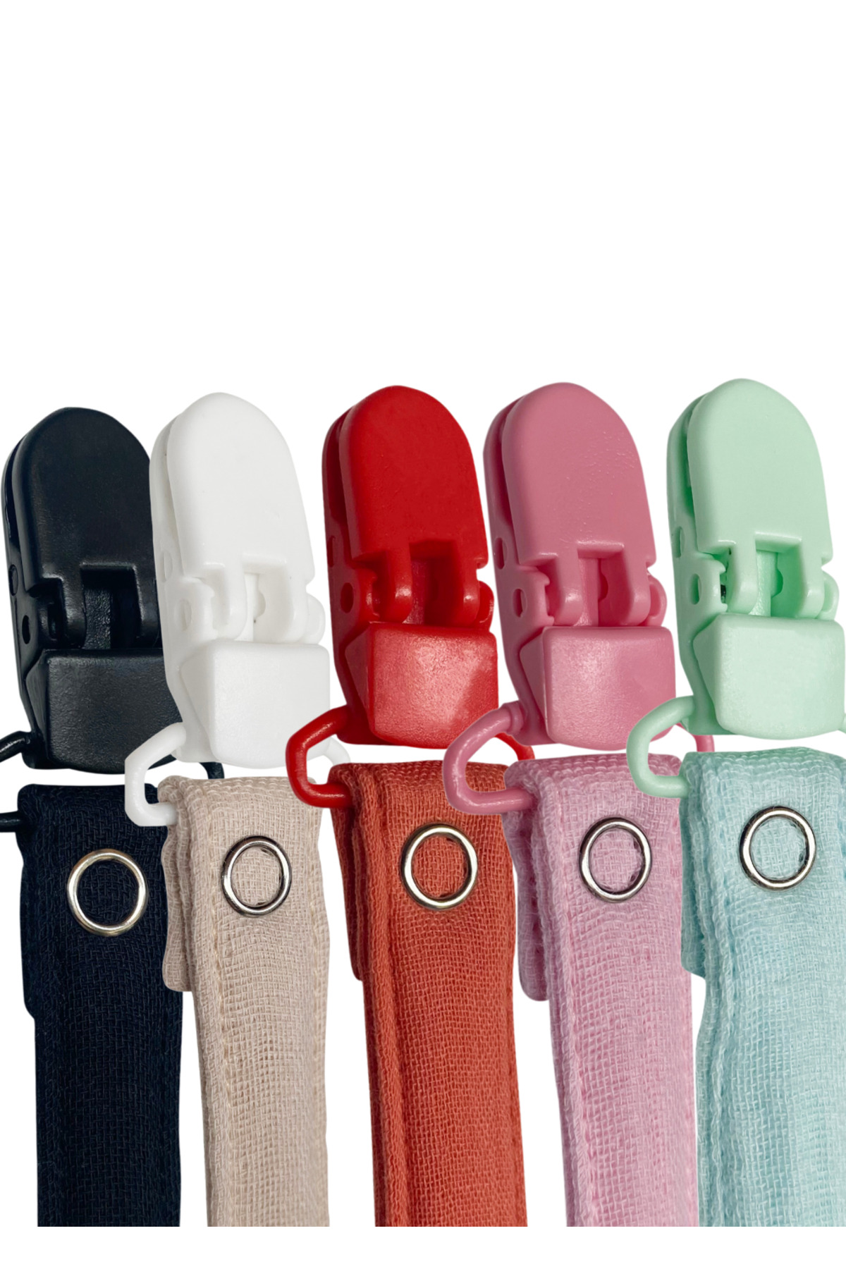 Joyous Mom Kids 5'li Yıkanabilir Renkli Emzik Askısı-emzik Zinciri %100 Pamuk fotoğrafı 4 (önizleme)