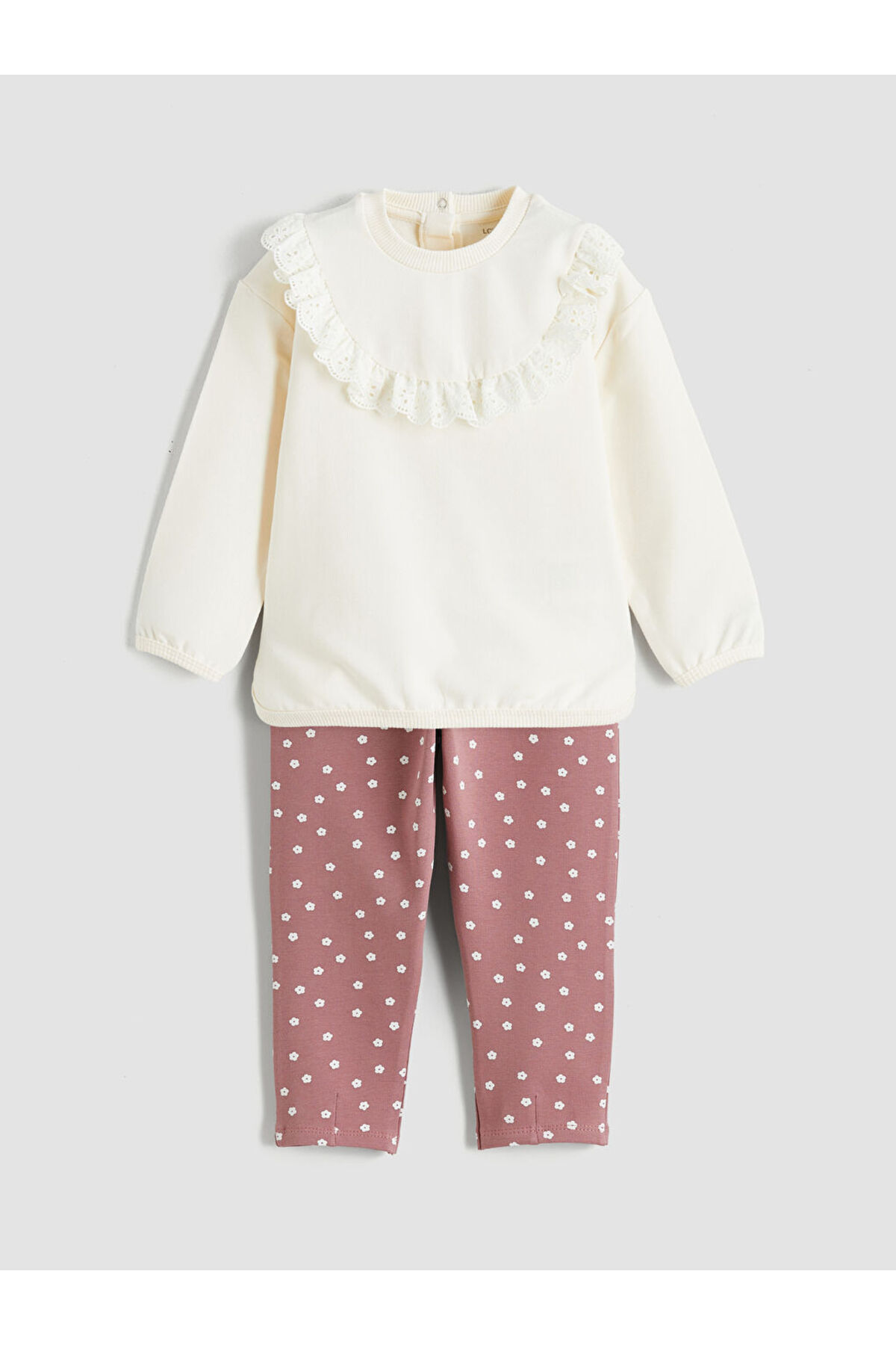 LC Waikiki Lcw Babybej Peter Pan collar Baby Girl Blouse and Leggings