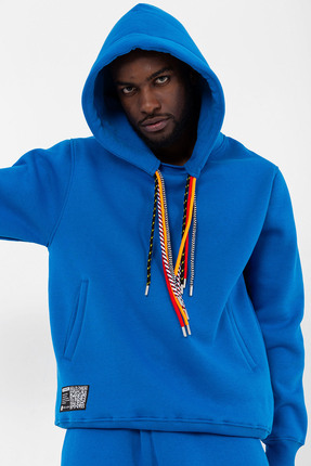common people İpli Oversize Hoodie Fransız Mavisi