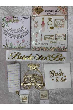 SırmalıHome 53 Parça Gold Bride To Be Set Beyaz Kemer Taç Gözlük Bileklik Peç...