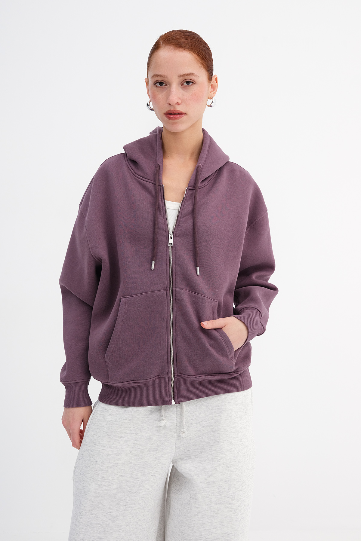 Addax Şardonlu Fermuarlı Sweatshirt H9476-1 görsel 6