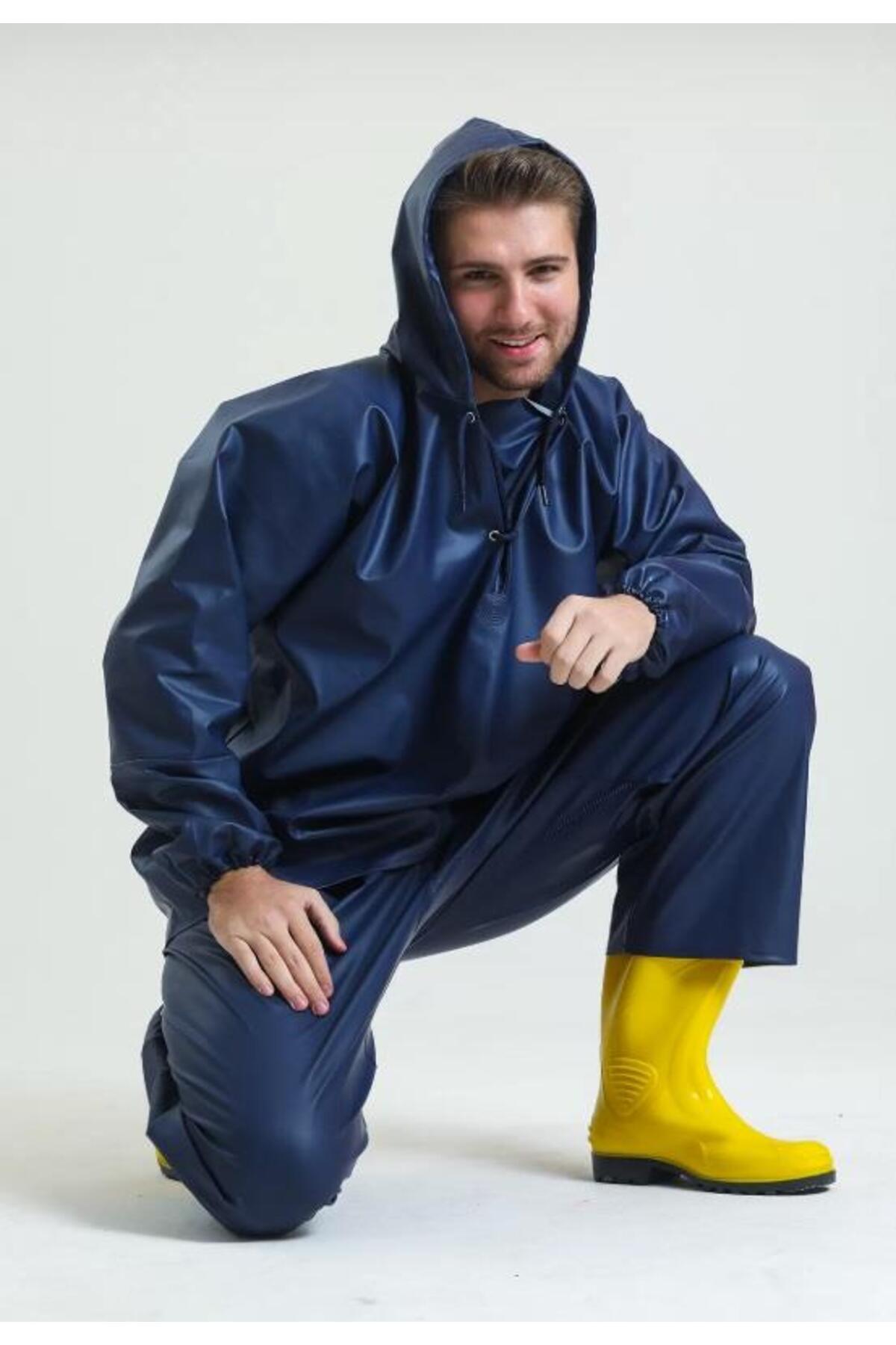 Alamatra Balıkçı Yağmurluk Alt Üst Takım Lacivert (XL)