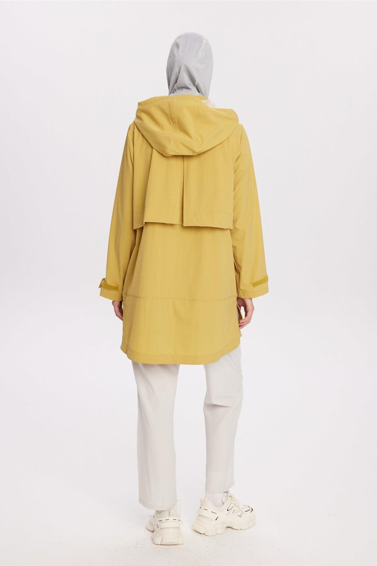 Haşema  Active H-Per Fit Kapüşonlu Sarı Tesettür Yürüyüş Ceketi ACT-42 - Görsel 8