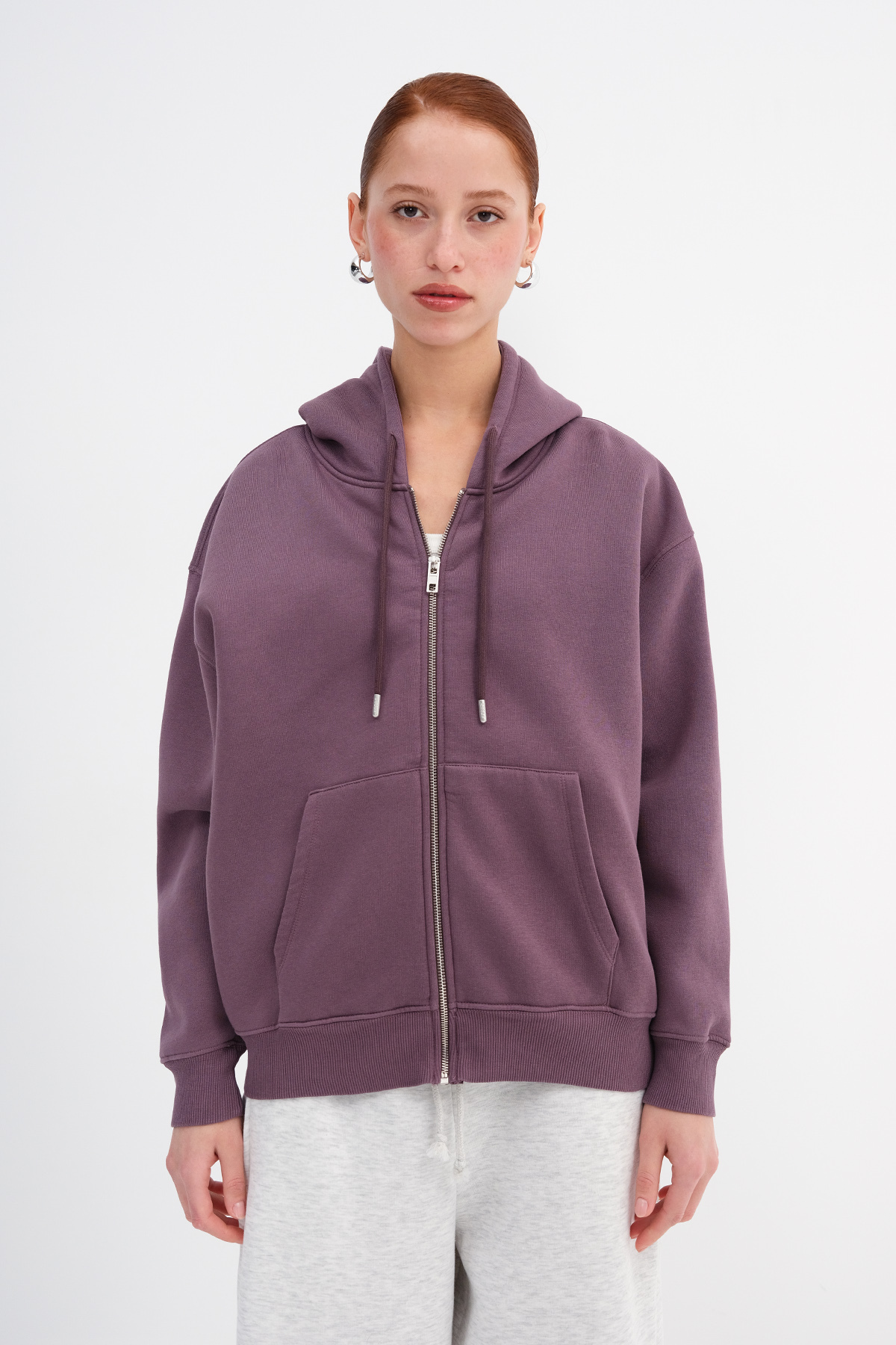 Addax Şardonlu Fermuarlı Sweatshirt H9476-1 görsel 2