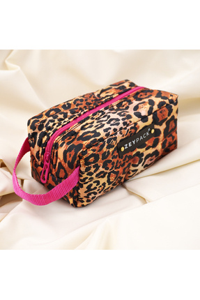 zeypack Leopar Desenli Makyaj Çantası | Yıkanabilir Seyahat Organizeri 20x10x...