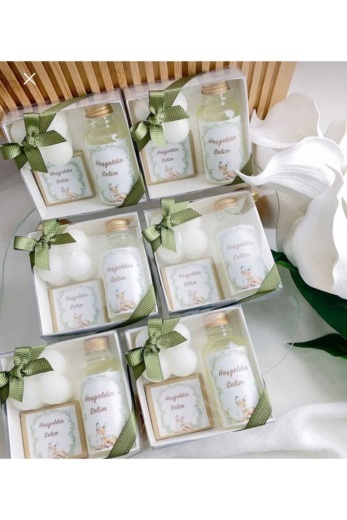 LAYLAEVENTS Hoşgeldin Bebek hediyelik CAM kolonya mum çikolata set 10 adet fotoğrafı 3 (önizleme)