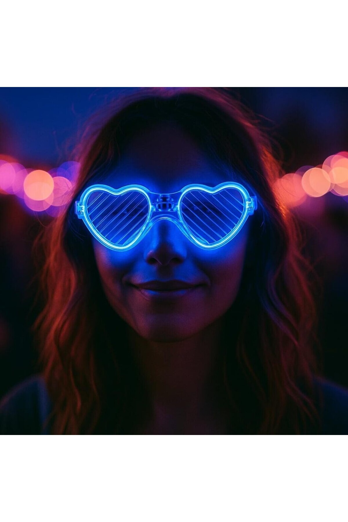 PAZAR DÜNYASI Mavi LED Işıklı Kalp Gözlük – 3 Modlu Parti &