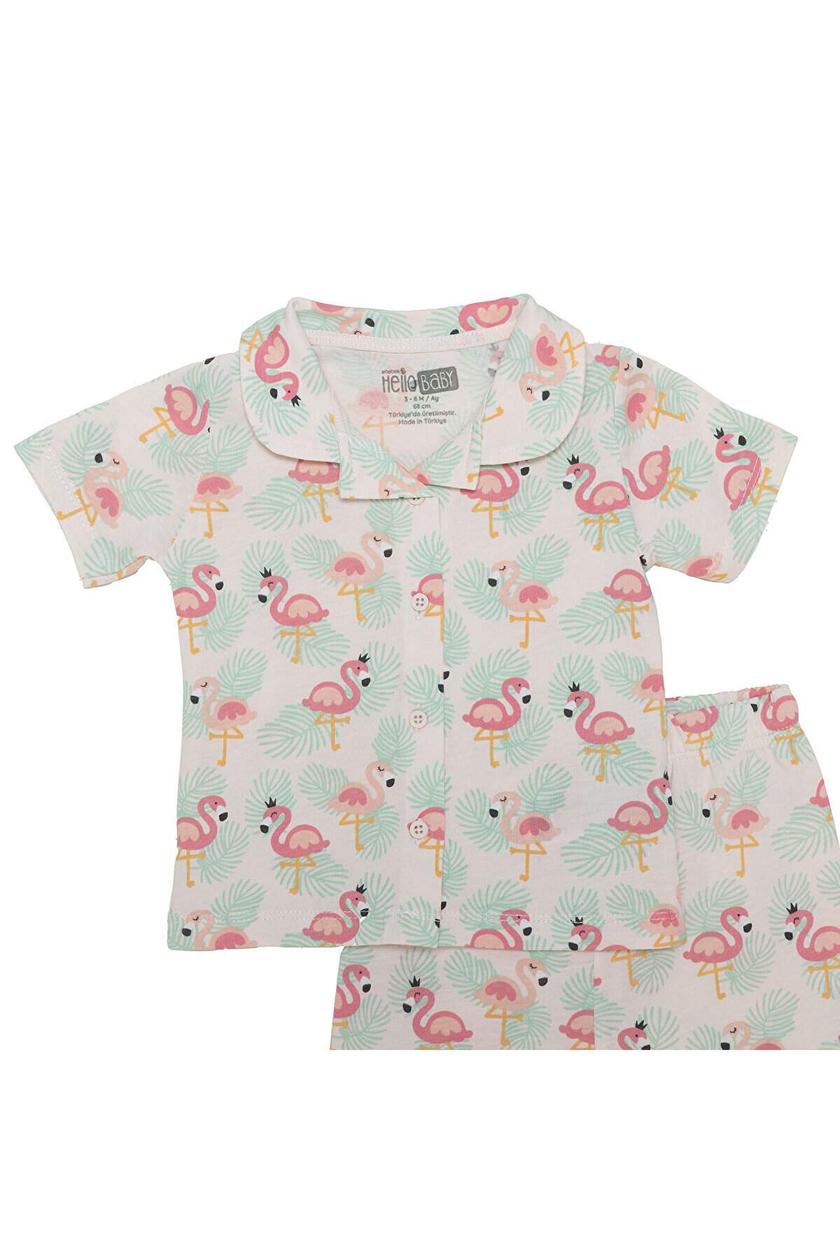ebebek Hello Baby HelloBaby Kız Bebek Kısa Kol Pijama Takımı Süprem Bebe Yaka Kısa Kol Reçme Paça fotoğrafı 3 (önizleme)