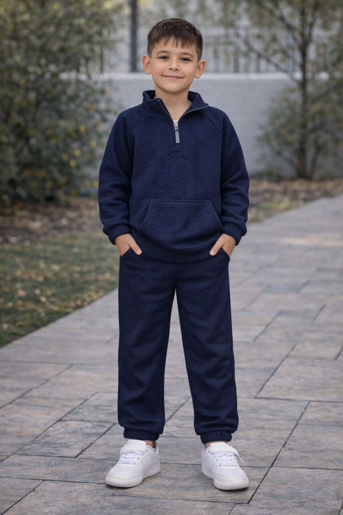 ROYAL Babywear Unisex Yarım fermuarlı Kapitone Dokulu 2’li Eşofman Takımı fotoğrafı 2 (önizleme)