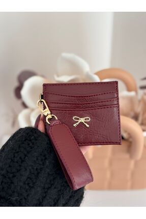 Laletto Kadın Fiyonk Detaylı Anahtarlıklı Parlak Suni Deri Kartlık