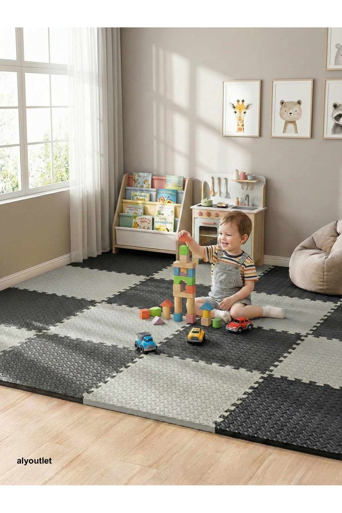 12 Pieces Premium 50x50 Puzzle Mat - 150x200 cm Installation Game Sports Mat Puzzle Carpet Tatami 15m
