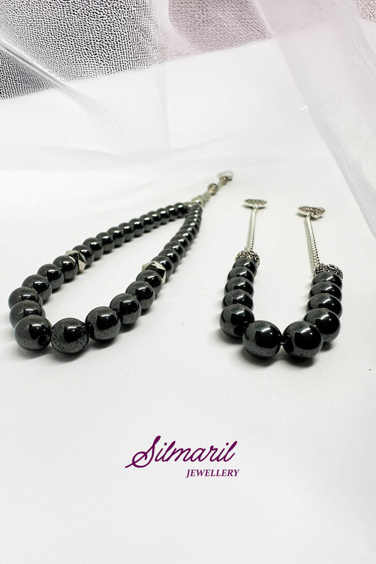 Hematit Doğal Taş Tespih Zaza ve Bileklik Setleri Babalar Sevgililer Günü Özel Hediyelik Stres Taşı — Silmaril Store — Tespih (4)