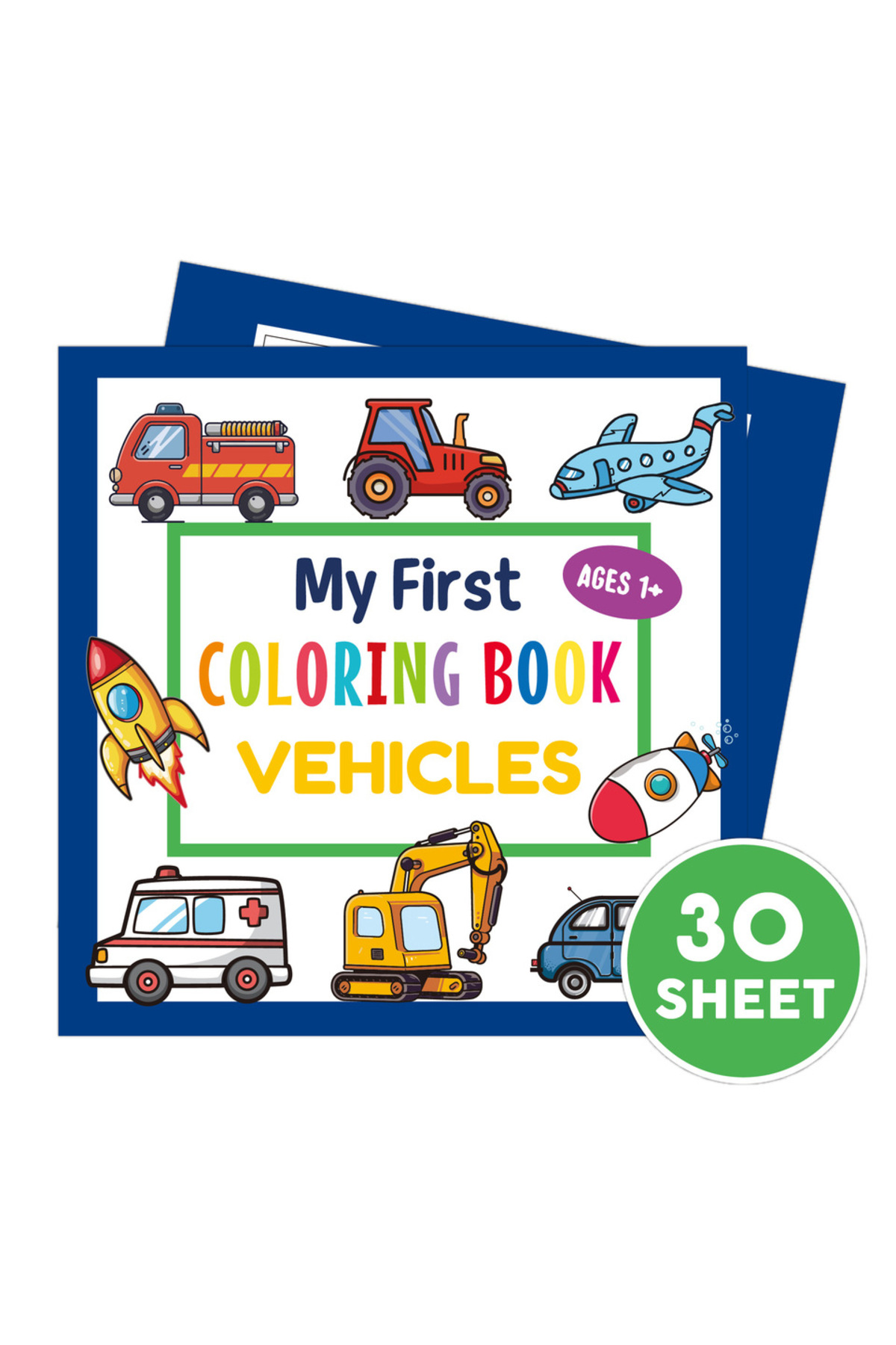 ۳۰ برگ کتاب رنگ‌آمیزی Bview Art First: وسایل نقلیه و ماشین‌های سرگرم‌کننده برای نوپاها، پسران و دختران – طراحی ساده