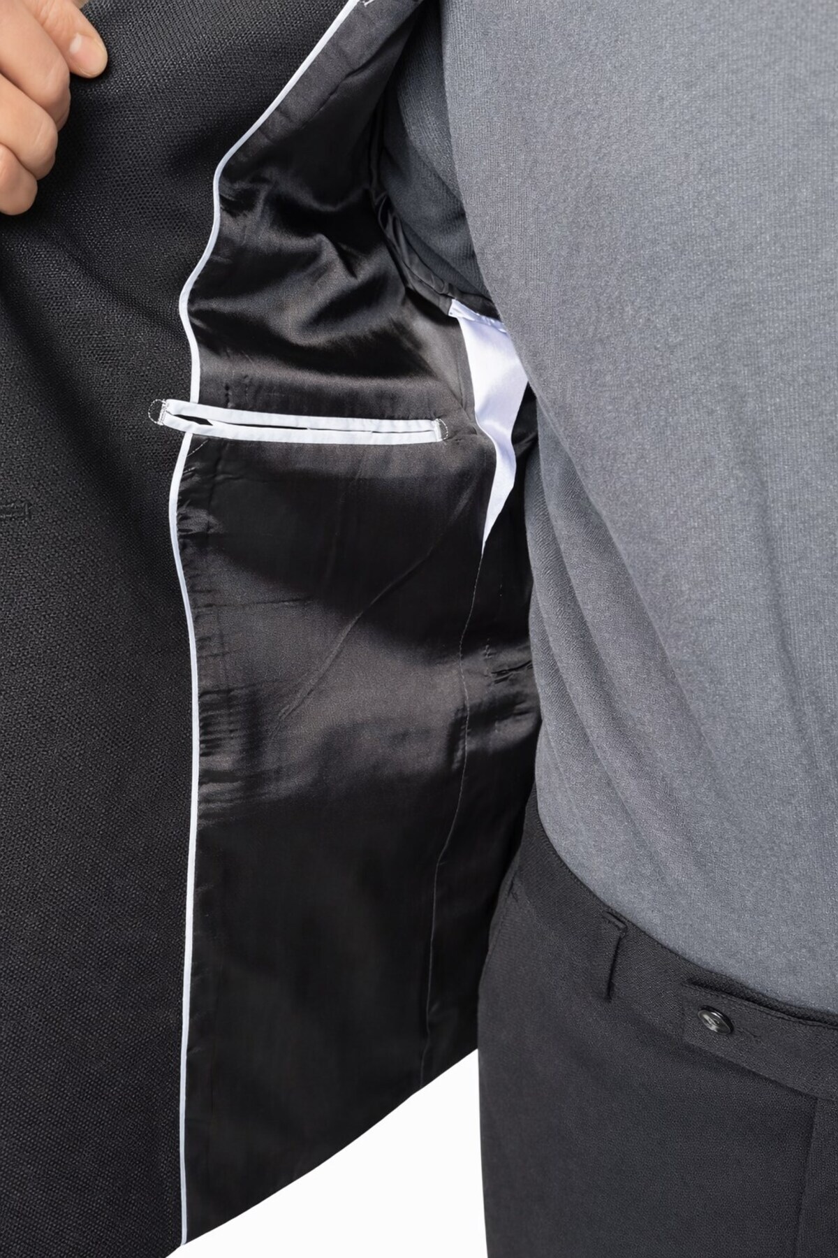 Plus Scorpion  Erkek Kruvaze Gold Düğmeli Dokulu Likralı Kumaş Blazer Ceket – Modern Kesim Şık Tasarım - Görsel 7