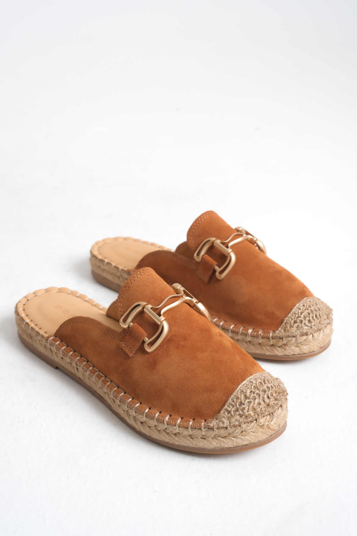 STARK SHOES Kadın Hakiki Deri Süet Tokalı Espadril Terlik