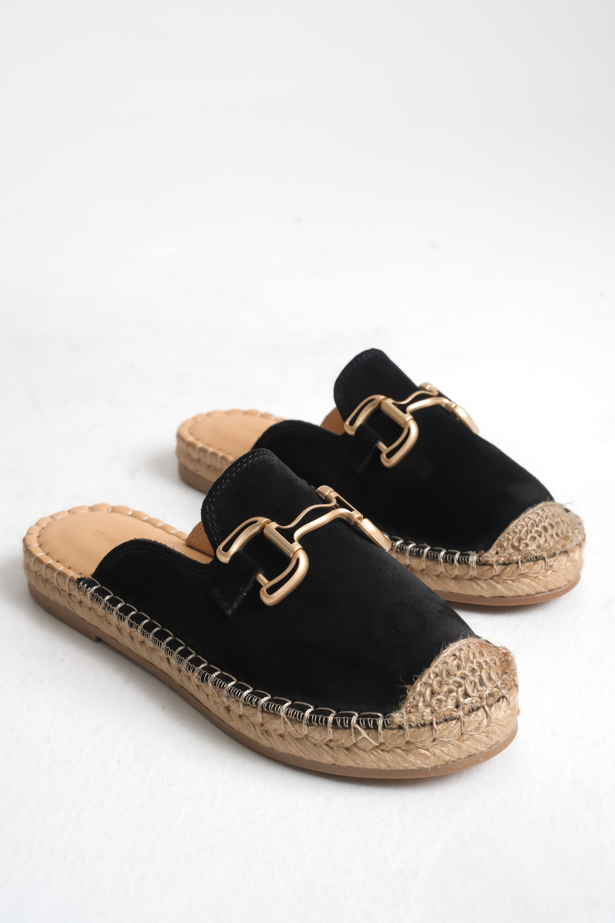 STARK SHOES Kadın Hakiki Deri Süet Tokalı Espadril Terlik