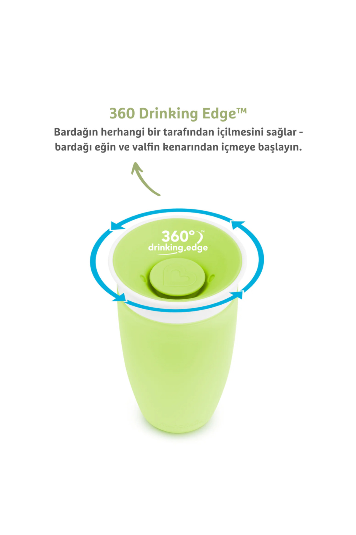 Munchkin Mucize 360° Alıştırma Bardağı, 12ay+, 296ml Yeşil Bardak Kapağı İle Birlikte fotoğrafı 4 (önizleme)