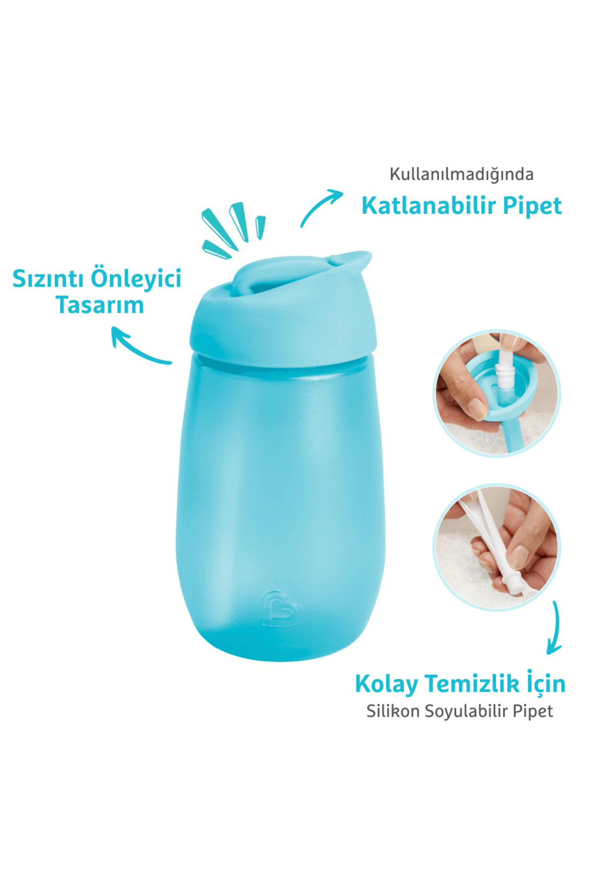 Munchkin Dökülmez Atıştırmalık Kabı +Simple Clean Pipetli Alıştırma Bardağı Mavi Set(12 Ay+) fotoğrafı 2 (önizleme)