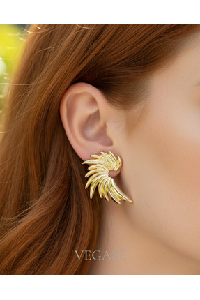 Vegase Wing Gold Renk Küpe