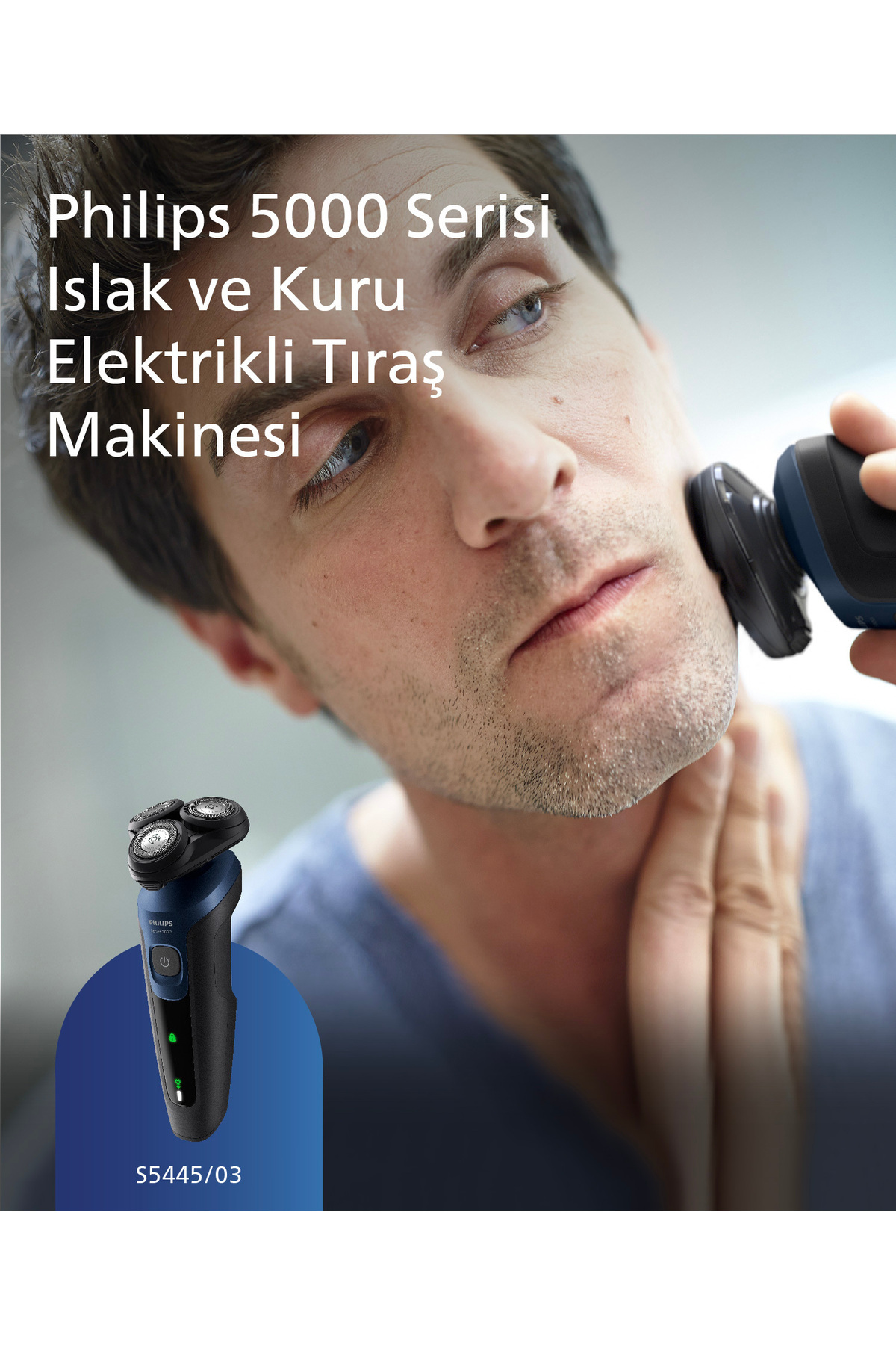 ماشین اصلاح مرطوب و خشک سری 5000، سرهای انحنا دار 360 درجه، اصلاح دقیق، S5445/03