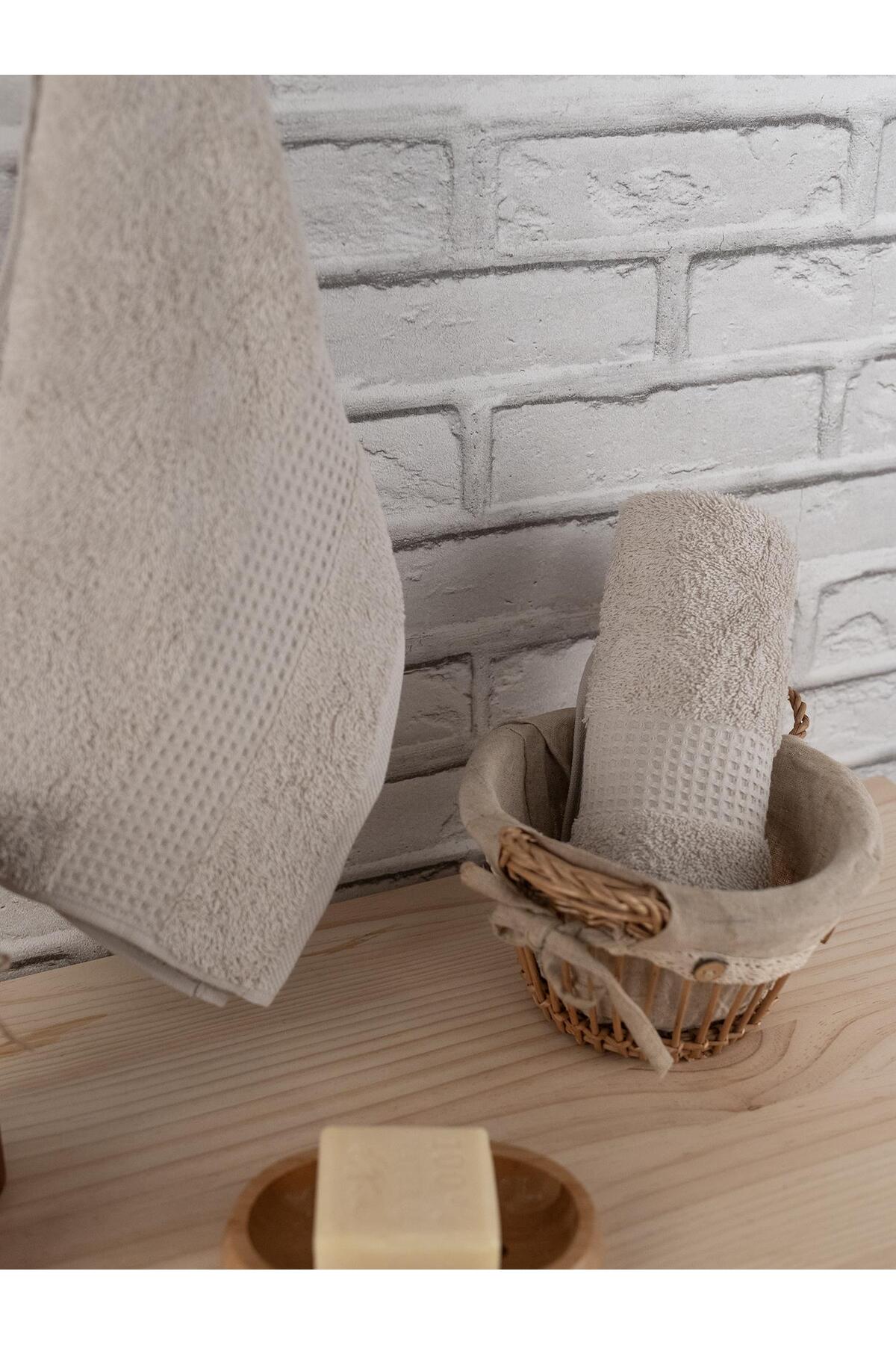 Cotton 2-Piece 40x60 cm Waffle Border Colorful Luxury Hand Towel Set